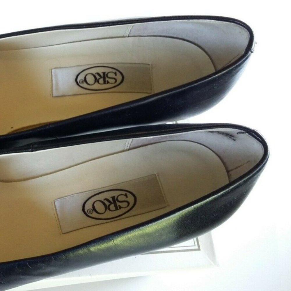 Black high heels size 7 1/2 M upper leather women - Picture 3 of 4